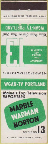 Matchbook Cover - WGAN TV Portland ME