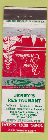 Matchbook Cover - Jerry's Restaurant Shelton CT low phone # Christmas WWII