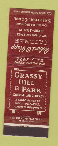 Matchbook Cover - Grassy Hill Park Derby CT  Robert Rapp Catering Shelton