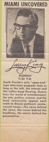 Matchbook Cover - WLBW TV Miami FL Larry King
