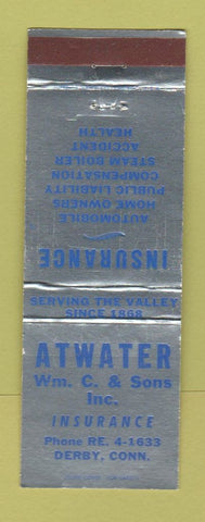Matchbook Cover - Atwater Insurance Derby CT