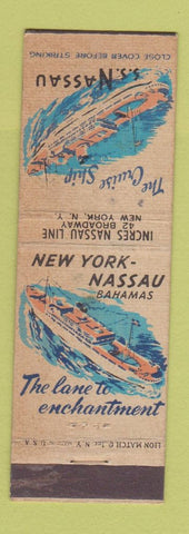 Matchbook Cover - Cruise Ship SS Nassau New York City WEAR