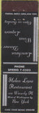 Matchbook Cover - Helen Lane Restaurant New York City Federal