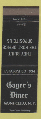 Matchbook Cover - Gager's Diner Monticello NY