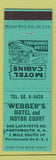 Matchbook Cover - Webber's Motel Portsmouth NH WEAR