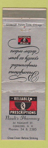 Matchbook Cover - Nault's Drug Store Concord NH low phone #