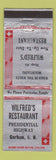 Matchbook Cover - Wilfred's Restaurant Gorham NH WORN