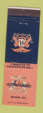 Matchbook Cover - The Ambassador Hotel Atlantic City NJ #1 BLUE PINK