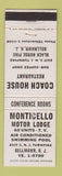 Matchbook Cover - Monticello Motor Lodge Gellmawr NJ Coach House Restaurant