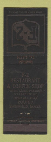 Matchbook Cover - F2 Restaurant Coffee Shop Sheffield MA WEAR