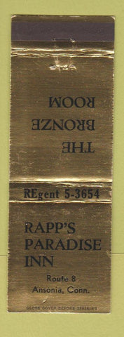 Matchbook Cover - Rapp's Paradise Inn Ansonia CT