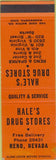 Matchbook Cover - Hale's Drug Stores Reno NV SAMPLE