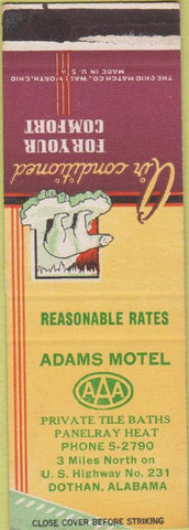 Matchbook Cover - Adams Motel Dothan AL SAMPLE wear