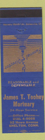 Matchbook Cover - James Toohey Funeral Home Mortuary Shelton CT