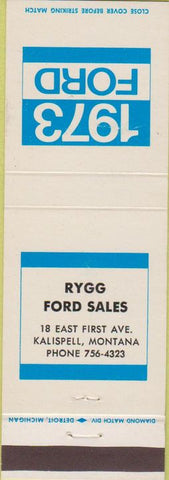 Matchbook Cover - Rygg Ford Sales Kalispell MT 1973