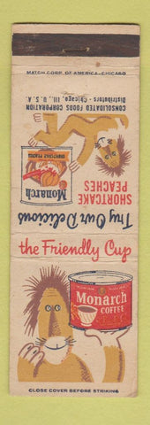 Matchbook Cover - Monarch Canned Peaches Chicago IL Lion WEAR