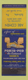 Matchbook Cover - Porto Ped Shoes Abe Cohen Ephrata PA low phone #