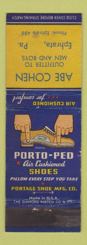 Matchbook Cover - Porto Ped Shoes Abe Cohen Ephrata PA low phone #