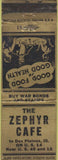Matchbook Cover - Zephyr Cafe Des Plaines IL