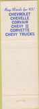 Matchbook Cover - 1965 Chevrolet Miller NO TOWN
