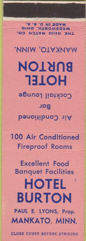Matchbook Cover - Hotel Burton Mankato MN