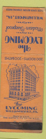 Matchbook Cover - Lycoming Hotel Williamsport PA WEAR