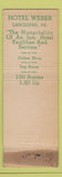 Matchbook Cover - Hotel Weber Lancaster PA