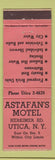 Matchbook Cover - Astafan's Motel Utica NY