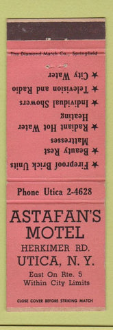 Matchbook Cover - Astafan's Motel Utica NY