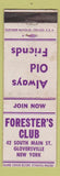 Matchbook Cover - Forester's Club Gloversville NY WEAR