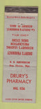 Matchbook Cover - Durury's Drug Store Roxbury MA WEAR
