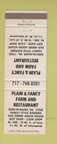 Matchbook Cover - Plain and Fancy Farm Restaurant Intercourse PA