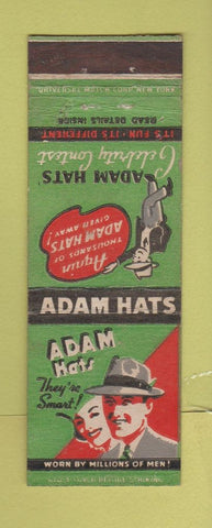 Matchbook Cover - Adam Hats Celebrity Back