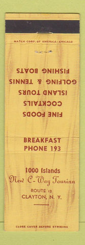 Matchbook Cover - 1000 Islands New C Way Tourinn low phone # Clayton NY