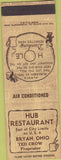 Matchbook Cover - Hub Restaurant Bryan OH SAMPLE