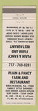 Matchbook Cover - Plain and Fancy Farm Restaurant Intercourse PA