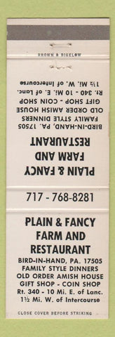 Matchbook Cover - Plain and Fancy Farm Restaurant Intercourse PA