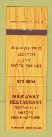Matchbook Cover - Mile Away Restaurant Milford NH