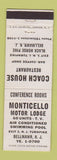 Matchbook Cover - Monticello Motor Lodge Bellmawr NJ Coach House