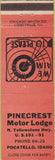Matchbook Cover - Pinecrest Motor Lodge Pocatello ID