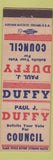 Matchbook Cover - Paul J Duffy for Council Election