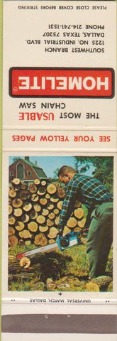 Matchbook Cover - Homelite Chain Saws Dallas TX
