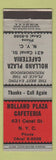 Matchbook Cover - Holland Plaza Cafeteria New York City