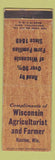Matchbook Cover - Wisconsin Agriculturist and Farmer Racine WI