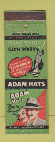 Matchbook Cover - Adam Hats Celebrity Back