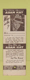 Matchbook Cover - Adam Hats Celebrity Back