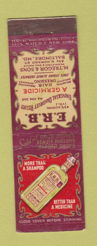 Matchbook Cover - ERB Dandruff Treatment feature Baltimore MD Tregor