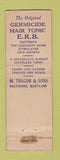 Matchbook Cover - ERB Dandruff Treatment feature Baltimore MD Tregor