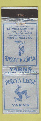 Matchbook Cover - Percy Legge Yarns Philadelphia Boston WEAR