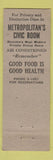 Matchbook Cover - Metropolitan Cafe Soda Grill Roanoke VA WEAR